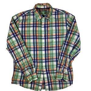 Old Navy Plaid Classic Shirt Large Long Sleeve Green/Blue Plaid See Pics Details